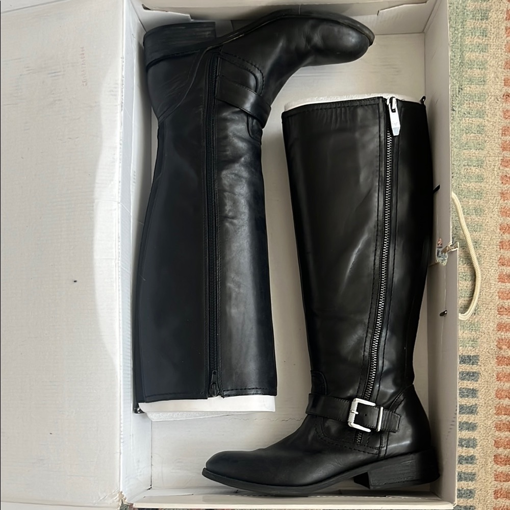Black Leather Knee-High Boots